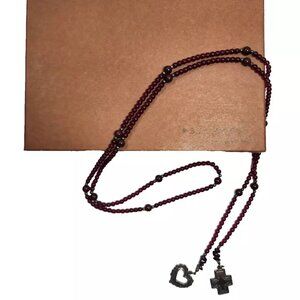 Silpada 925 Sterling Silver Garnet Stone Heart Cross Lariat Necklace N1294 Box